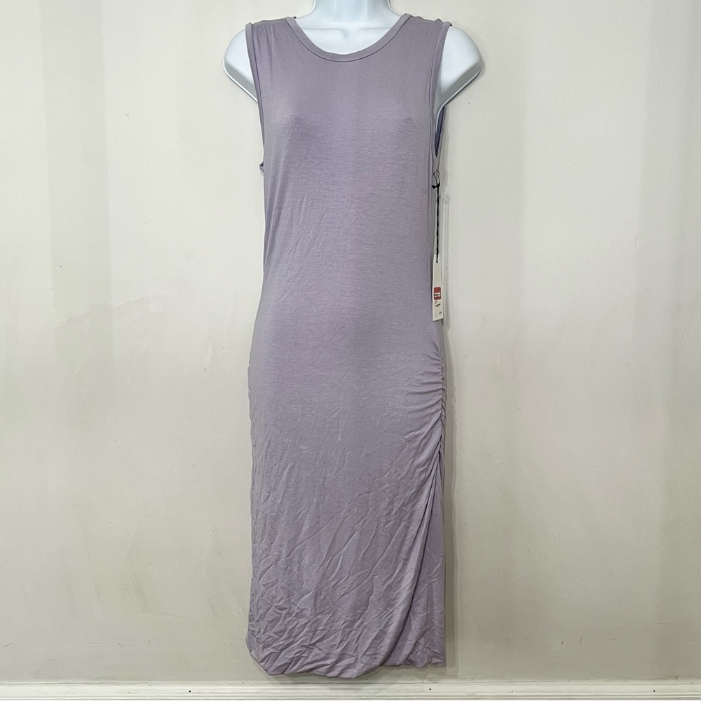 Leith Dress Fitted Ruched Small Lilac Purple Bodycon NWT Sleeveless Stretch‎